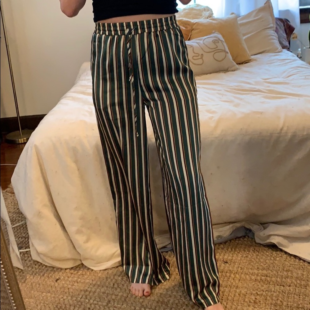 Striped silk pants